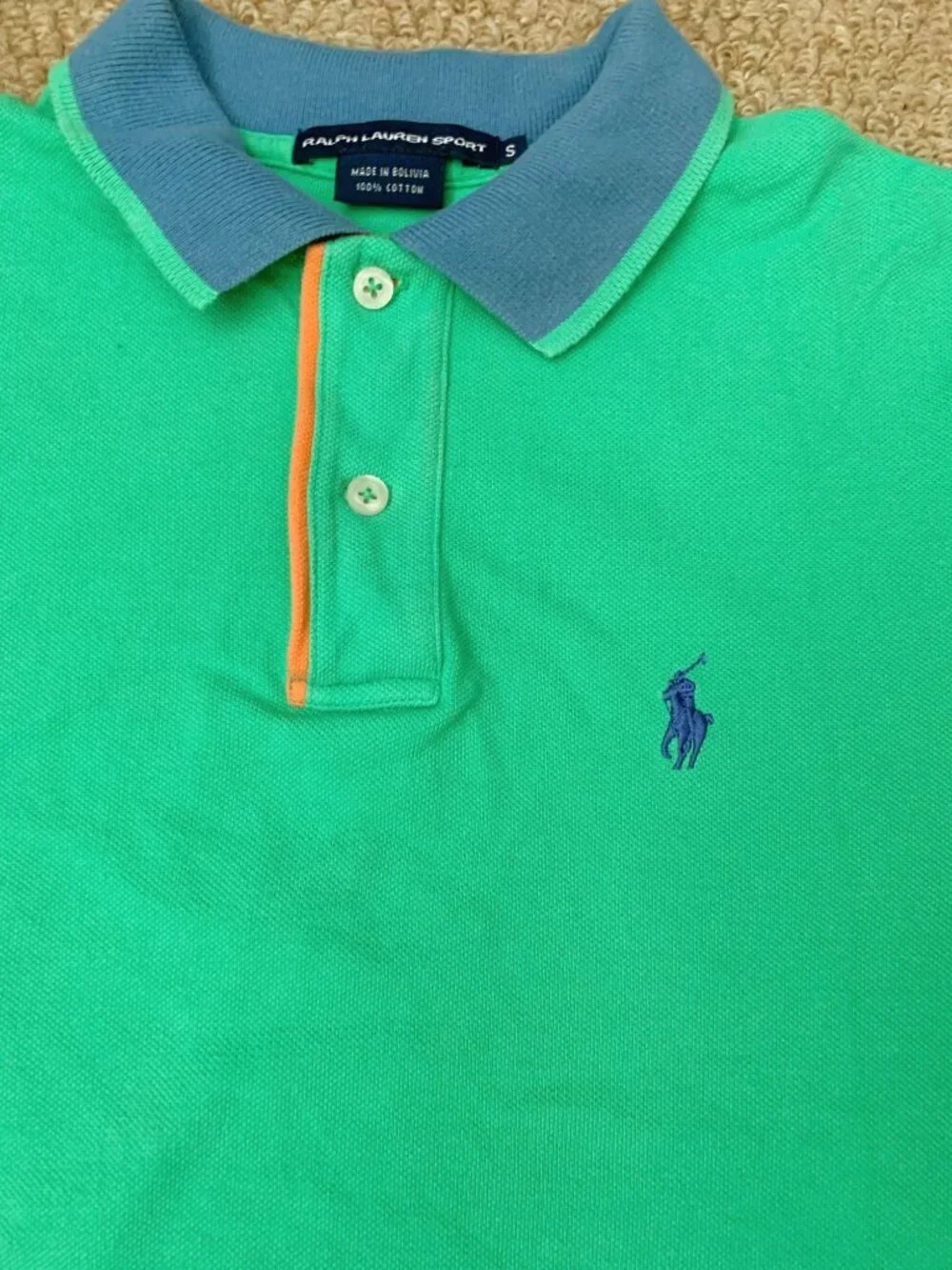 Ralph Lauren Sport Women’s Green Cotton Polo Shirt Blue Collar Short Sleeve S